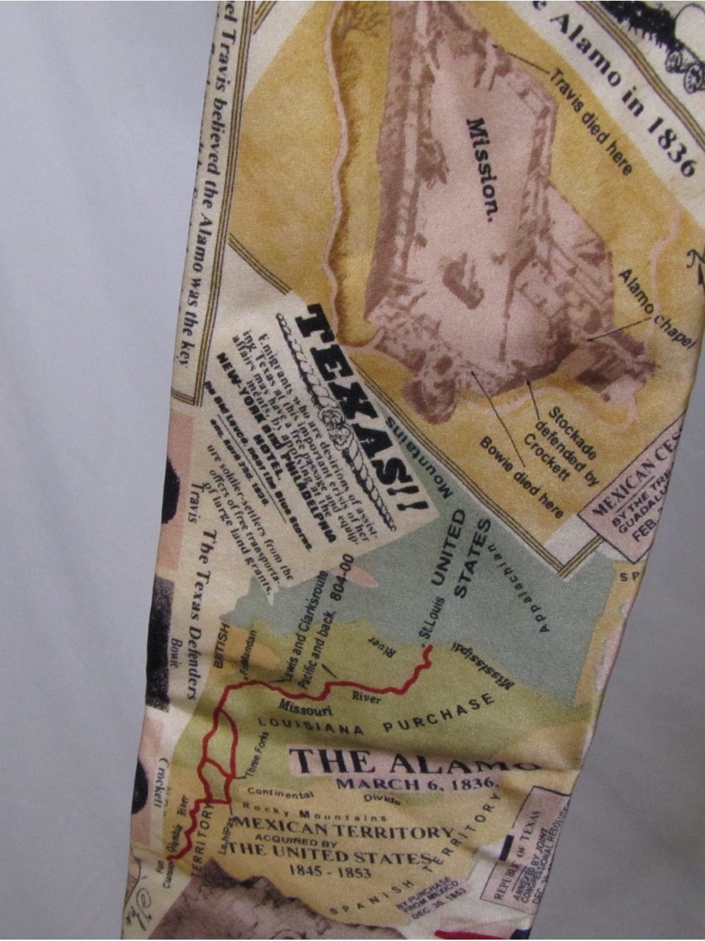 Vintage Museum Artifacts Texas History Alamo Silk Tie